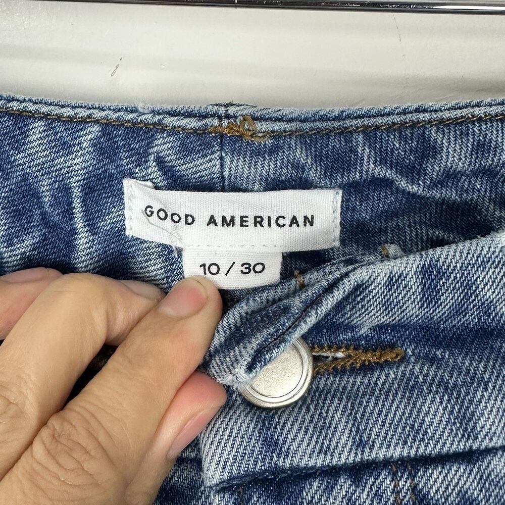 GOOD AMERICAN Good 90s Split Hem Straight Leg Jeans Y2K Model Off Duty Sz 10/30 - Picture 6 of 11